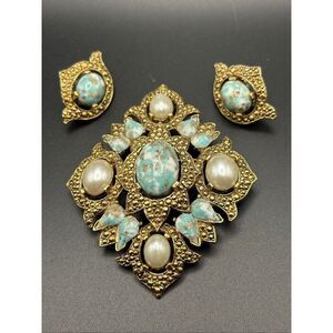 Sarah Coventry Brooch and Earring Set, Vintage, Remembrance, Convertible, pendan